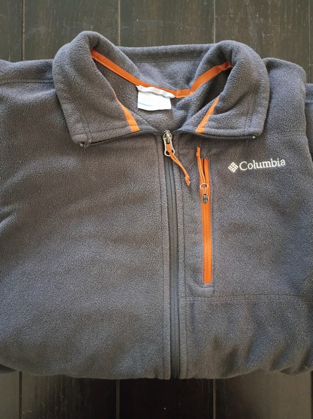 Columbia Gray Fleece Cozy Jacket with Orange Accents